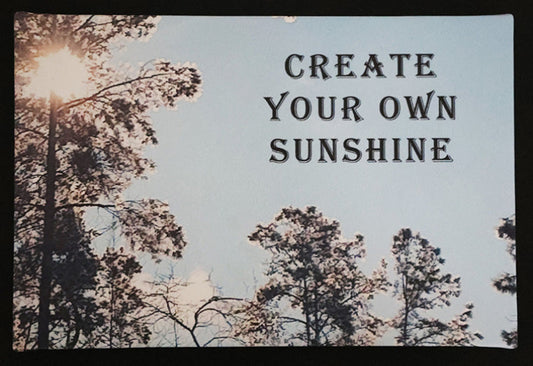 Canvas print with scenic trees and sunlight with 'Create Your Own Sunshine' text.